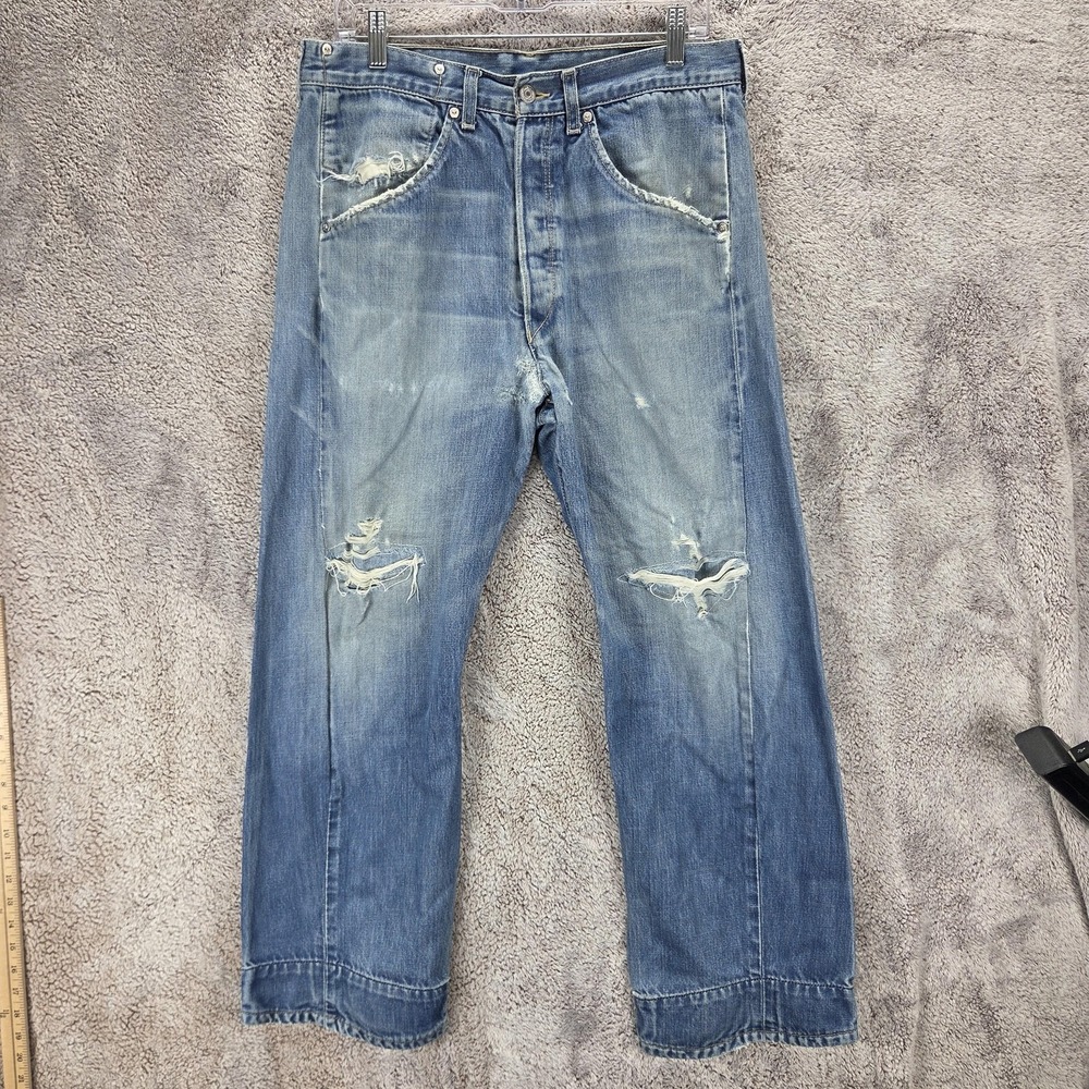 Vintage Levis Engineered Jeans Mens Blue Twisted Button Fly Thrashed Fits 32x30